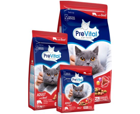 PREVITAL Adult Beef  - dry cat food - 300g