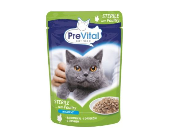 PREVITAL Cat Food Sterile Poultry in Sauce - Wet Cat Food - Pouch 100 g
