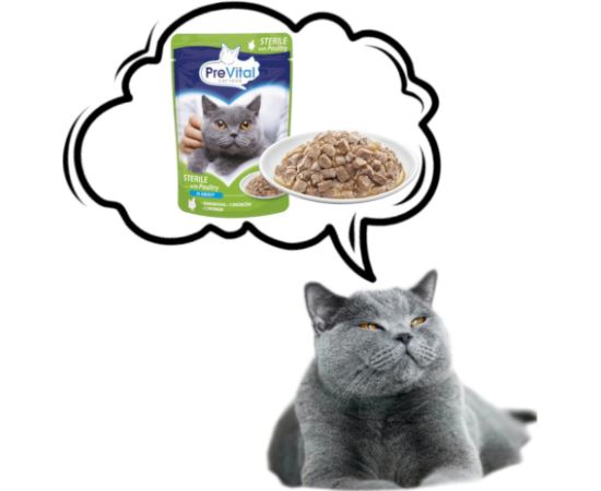PREVITAL Cat Food Sterile Poultry in Sauce - Wet Cat Food - Pouch 100 g