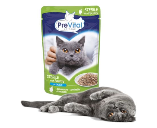 PREVITAL Cat Food Sterile Poultry in Sauce - Wet Cat Food - Pouch 100 g