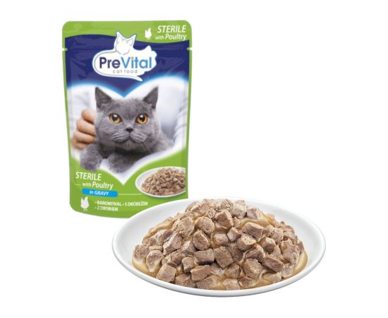 PREVITAL Cat Food Sterile Poultry in Sauce - Wet Cat Food - Pouch 100 g