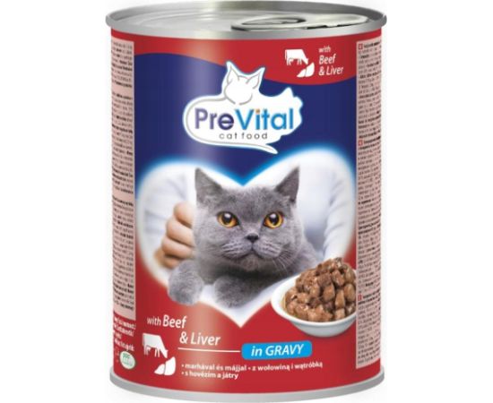 PREVITAL wołowina-wątróbka kawałki w sosie dla kota 415g x 2szt