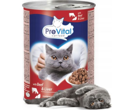 PREVITAL wołowina-wątróbka kawałki w sosie dla kota 415g x 2szt