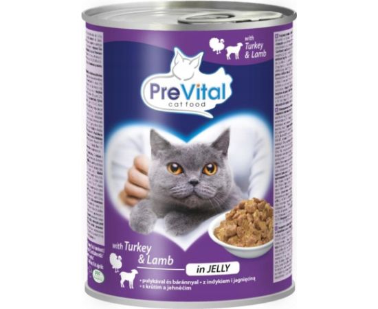 PREVITAL indyk-jagnięcina kawałki w galaretce dla kota 415g x 2szt