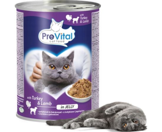 PREVITAL indyk-jagnięcina kawałki w galaretce dla kota 415g x 2szt