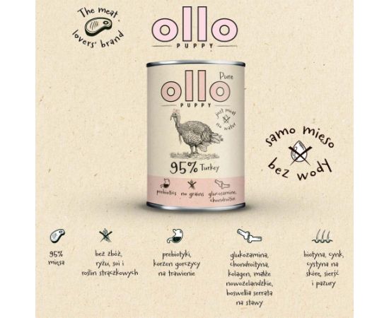 OLLO Puppy Pure Turkey - wet dog food - 850 g