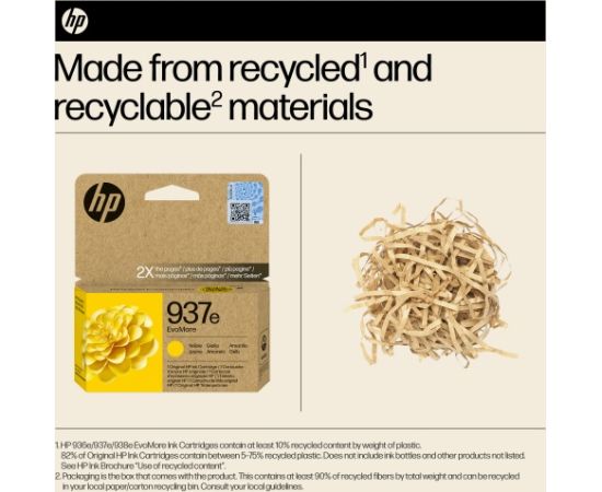 HP 937e EvoMore (4S6W8NE) Ink Cartridge, Yellow