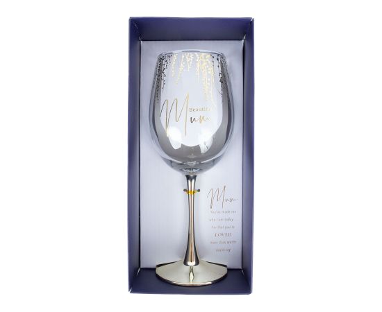 Vīna glāze FLOW "Beautiful Mum" H23,7cm 450ml, caurspīdīgs stikls, zila kaste