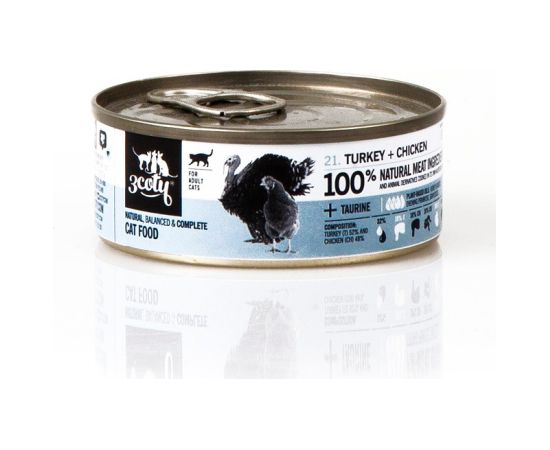 3COTY Turkey with chicken - wet cat food - 80g Kaķu konservi