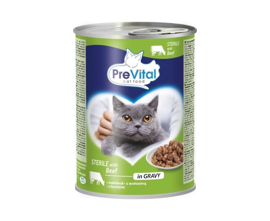 PREVITAL Cat Food Sterile Beef in Sauce - Wet Food for Cats - 415g
