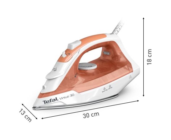 Tefal Virtuo 30 FV2C40E0 iron Dry & Steam iron Ceramic soleplate 2000 W Peach, White