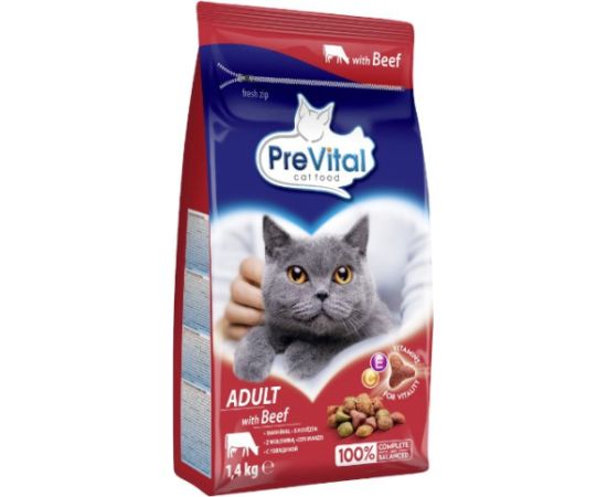 PREVITAL Cat Food Adult with Beef - Dry Cat Food - 1.4 kg