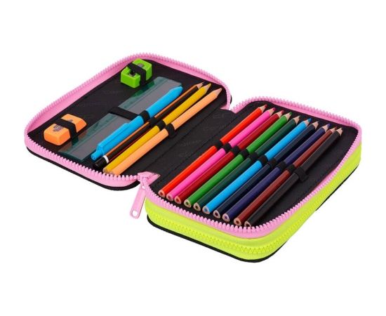 Double decker school pencil case with equipment CoolPack Jumper 2 PANDA GANG
