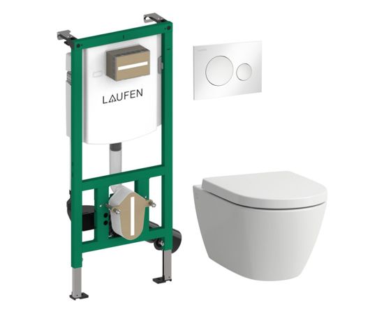 Laufen komplekts-pods ar QR/SC vāku Fiora rimless, rāmis Ineo, taustiņš Moon, balts/balts