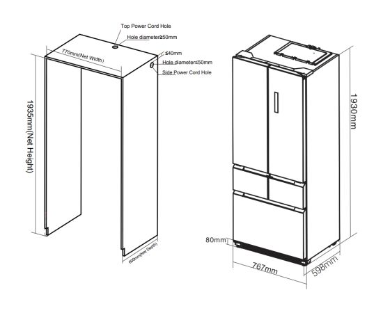 Integrated French Door refrigerator Frigelux