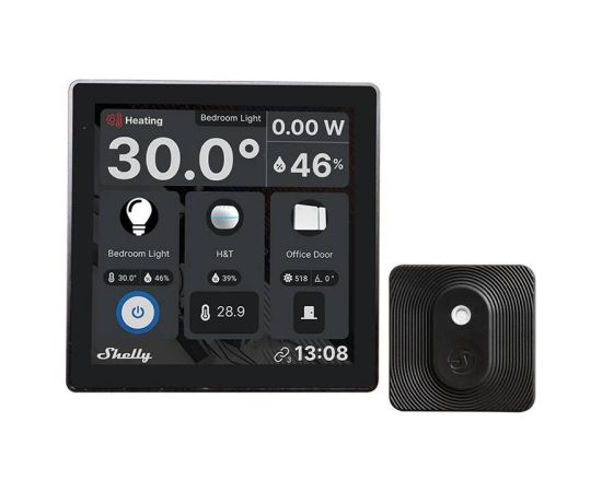 Shelly Wall Display WiFi/BLU (Black) + BLU H&T (Black) Set Viedie slēdži