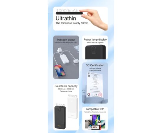 Powerbank Dudao K10 10000mAh 2.4A 2 x USB-A - черный