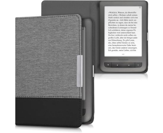 kwmobile CASE Pocketbook Touch Lux 3/Basic Lux/Basic Touch 2 pelēkmelns