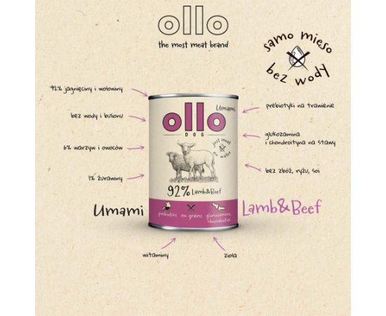OLLO Umami Lamb and beef - wet dog food - 850g
