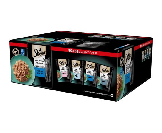 SHEBA Delicacy Fishy Flavours in jelly - wet cat food - 80x 85g