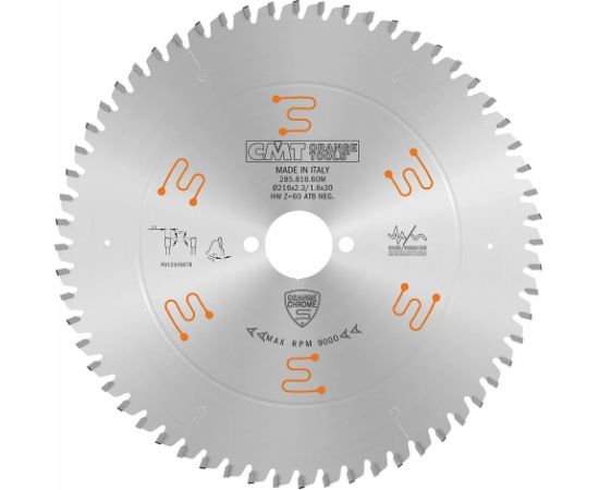 Universālais griešanas disks CMT 285; 216X2,3X30; Z60; -5°