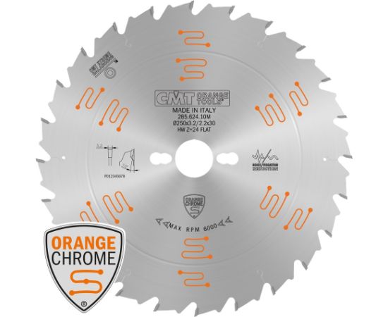 Griešanas disks kokam CMT 285.624.10M; HW 250x3,2/2,2x30; Z24 FLAT Zāģripas
