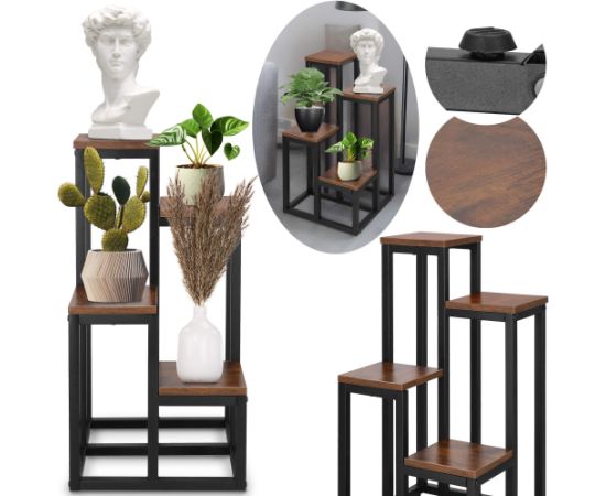 Металлическая подставка для цветов Springos GA0209 67,5 см подставка для цветов с 4 полками лофт черно-коричневый