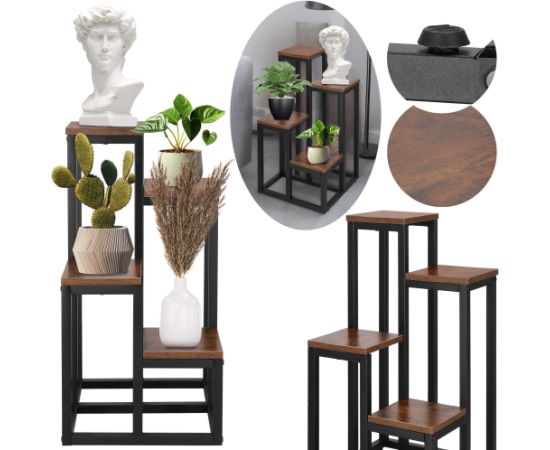 Металлическая подставка для цветов Springos GA0209 67,5 см подставка для цветов с 4 полками лофт черно-коричневый