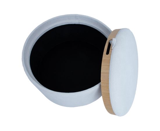 Tumba / galds HIRO D56xH42,5cm, balts, ar uzglabāšanas kasti un paplāti