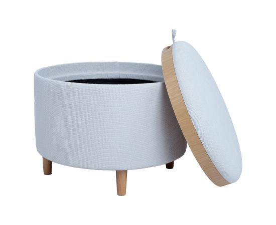 Tumba / galds HIRO D56xH42,5cm, balts, ar uzglabāšanas kasti un paplāti