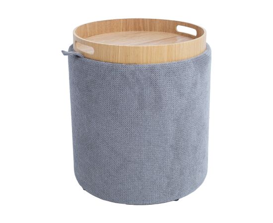 Tumba / galds HIRO D34,5xH37cm, pelēks, ar uzglabāšanās vietu un paplāti