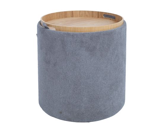 Tumba / galds HIRO D39xH44cm, pelēks, ar uzglabāšanās vietu un paplāti
