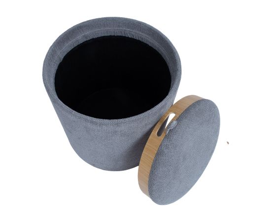 Tumba / galds HIRO D39xH44cm, pelēks, ar uzglabāšanās vietu un paplāti