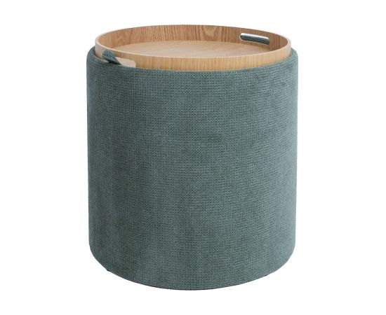 Tumba / galds HIRO D39xH44cm, zaļš, ar uzglabāšanās vietu un paplāti
