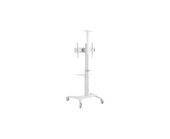 Monitora stiprinājums Gembird Aluminum TV Floor Stand  with Caster Wheels White