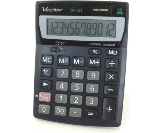 Vector KAV DK-222 office calculator, 12 digits, 103 x 137 mm, black