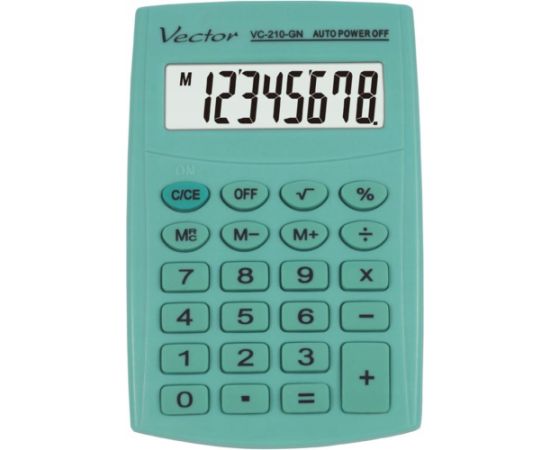Vector KAV VC-210 GN pocket calculator, 8 digits, 64x98.5 mm, light green