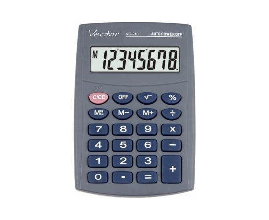 Vector KAV VC-210III pocket calculator, 8 digits, 64x98.5 mm, grey