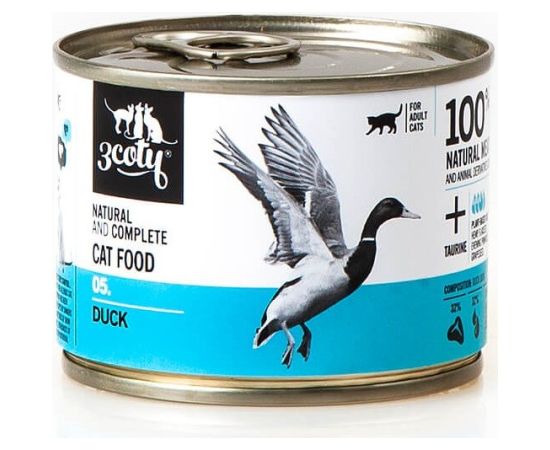 3Coty DUCK for Adult cats 180g Kaķu konservi
