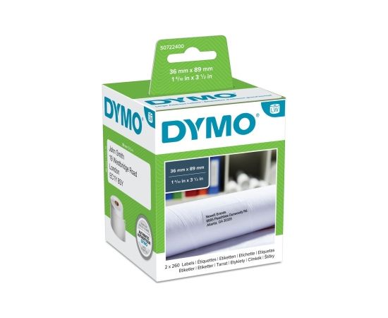 Dymo 99012 (S0722400) Labels 36 x 89mm, 2 rolls x 260 labels, White