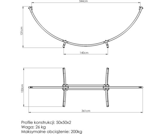 Liels šūpuļtīkla rāmis MO-011 - Marbo Sport