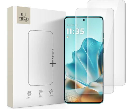 RŪDĪTAIS STIKLS TECH-PROTECT GLASS UV+ 2-PACK MOTOROLA EDGE 60 FUSION CAURSPĪDĪGS