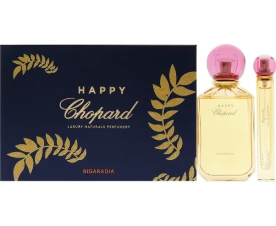 Chopard Luxury Naturals Perfumery Set Chopard: Happy Bigaradia, Eau De Parfum, For Women, 100 ml + Happy Bigaradia, Eau De Parfum, For Women, 10 ml + Chopard, Synthetic Leather, Bag, Trouse Pouche, Blue, For Women, 2.4 x 9 x 6.2 For Women