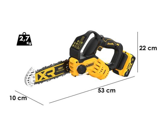 Atzarošanas motorzāģis DeWalt DCMPS520P1-QW; 18 V; 1x5,0 Ah akum.