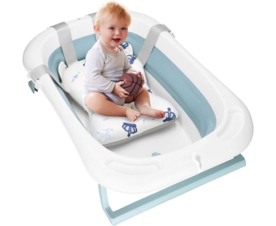 Bērnu vannīte Springos SB0063, salokāma, 35 L, ar termometru un spilvenu, balti-zila