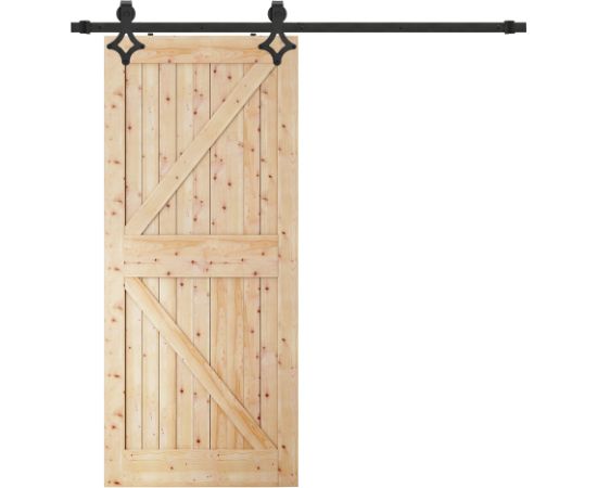 Bīdāmo durvju sistēma Springos HA5002, 183 cm, sliede līdz 100 kg, barn door, tērauds, melna