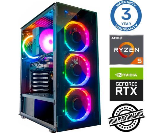 INTOP Ryzen 5 7500F 32GB DDR5 250SSD M.2 NVME RTX3050 6GB no-OS Personālie datori