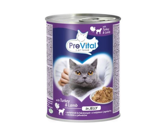PREVITAL Cat Food with lamb and turkey in jelly - wet food for cats - 415g
