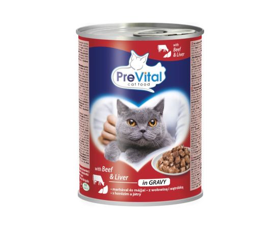 PREVITAL Cat Food with beef and liver in sauce - wet cat food - 415 g