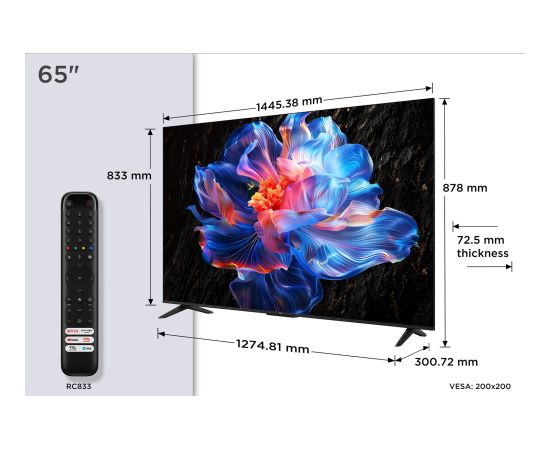 TCL 65P69K TV 165.1 cm (65") 4K Ultra HD Smart TV Wi-Fi Black